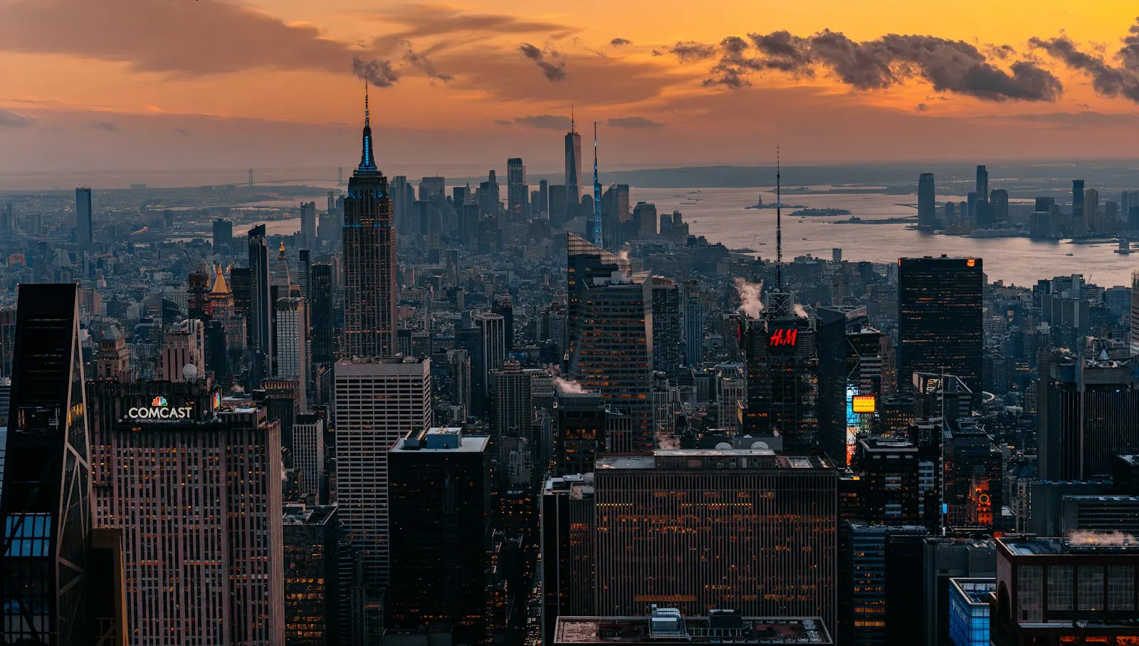 New York City skyline at sunset — the host region for the 2026 World Cup final on July 19